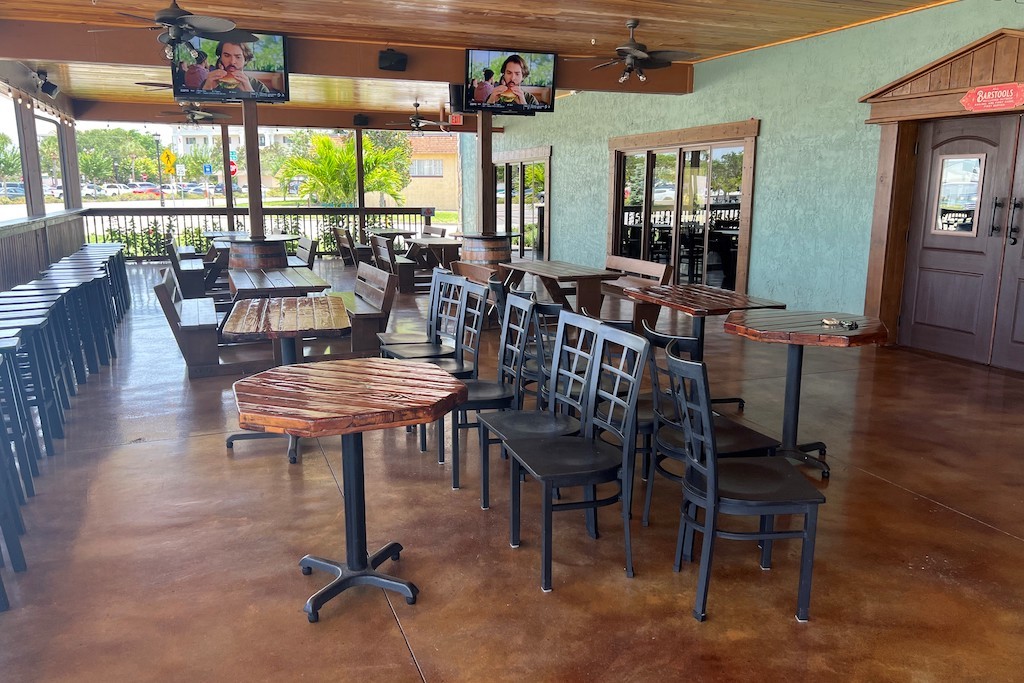 Tables lined up on patio