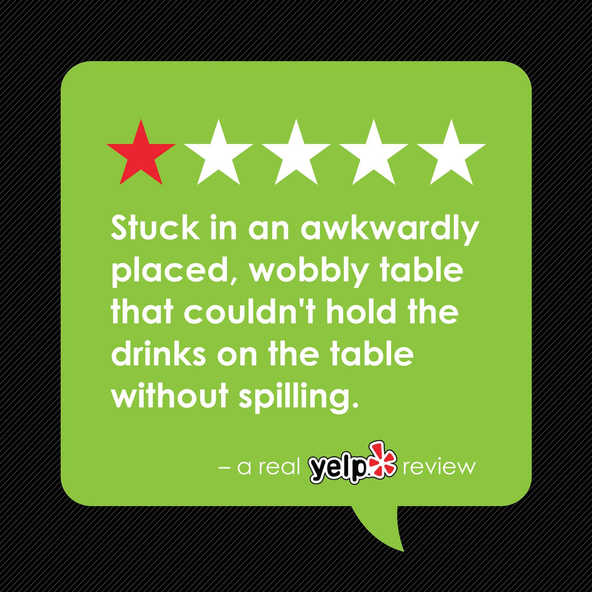 Wobbly table review from Yelp